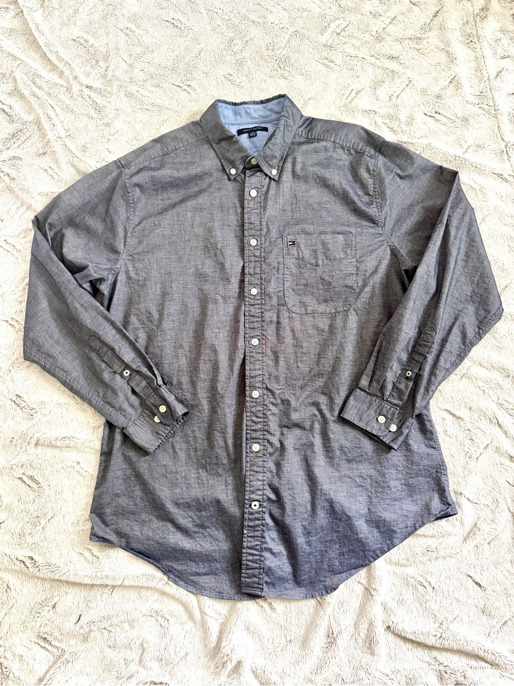 Tommy Hilfiger Men's Gray Oxford Button Down Shirt Long Sleeve Big & Tall XLT